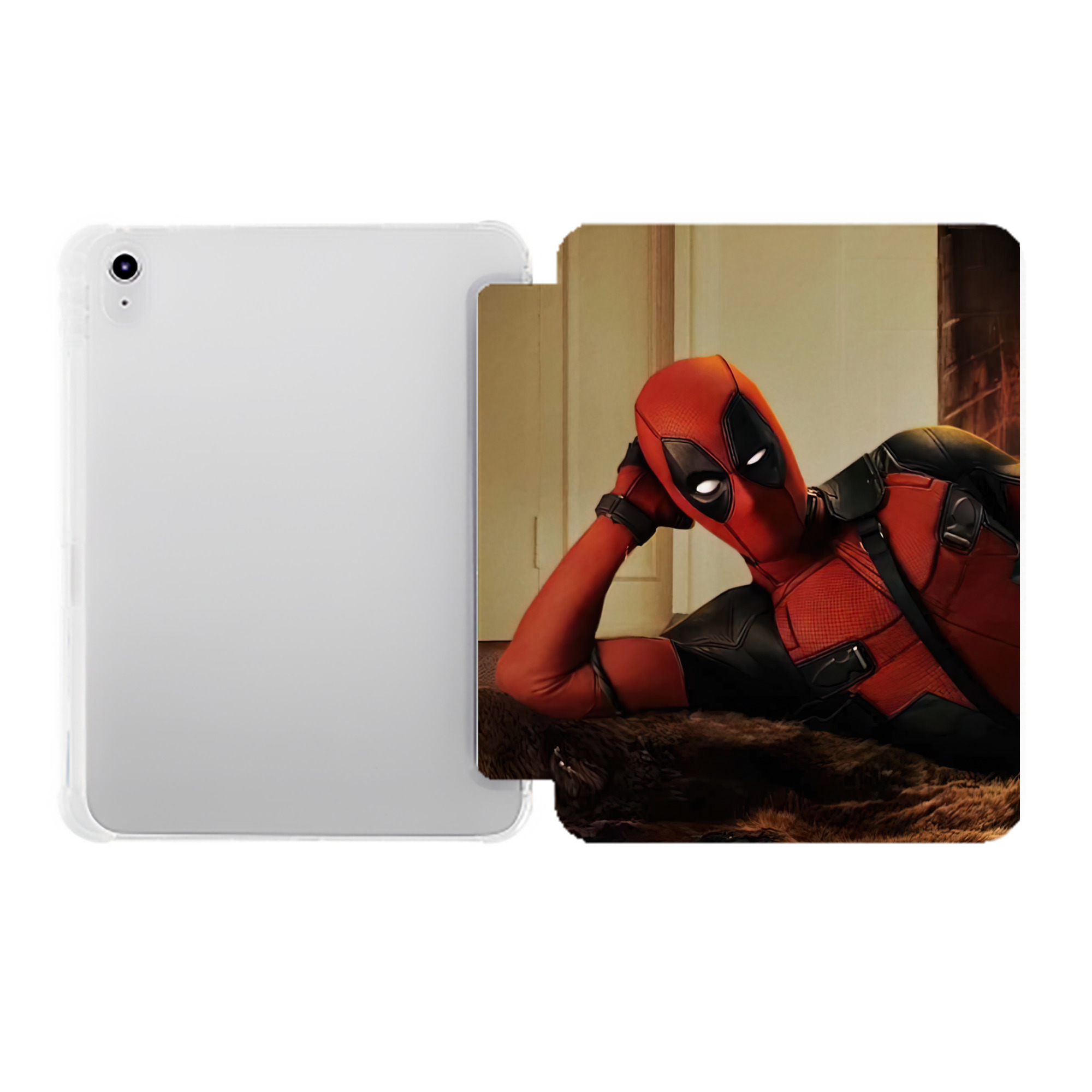 （画像用） Deadpool デッドプール IPad ケース ペン収納付き 三つ折りスタンド PUレザー×シリコン 対応機種9.5/10.5/10.9インチ